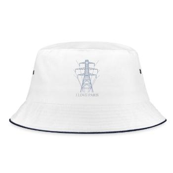 Ironic I love Paris Eiffel Tower as a power pole - Bucket Hat - white/navy - Front
