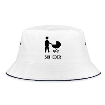 Schieber Kinderwagen - Geschenk für Väter - Bucket Hat - Weiß/Navy - Vorne
