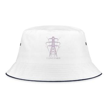 Ironic I love Paris Eiffel Tower as a power pole - Bucket Hat - white/navy - Front