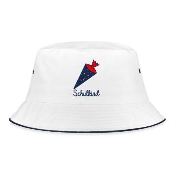 Ich bin jetzt ein Schulkind! - Bucket Hat - Weiß/Navy - Vorne