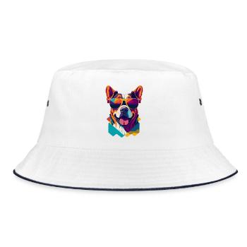Pawsome Attitude: Retro Dog T-Shirt - Bob - blanc/marine - Devant