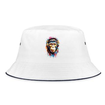 Coole Affe - Bucket Hat - Weiß/Navy - Vorne