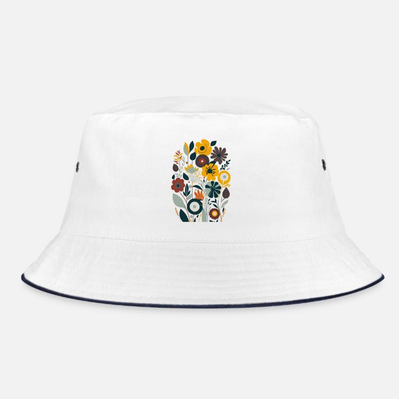 Blumenstrauß - Bucket Hat - Weiß/Navy