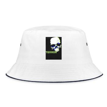 Skull mit Terror Schriftzug für Fans - Bucket Hat - Weiß/Navy - Vorne
