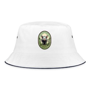 Lucky Pig - Bucket Hat - white/navy - Front