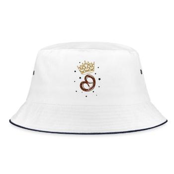 Krone Brezel Prinz Prinzessin - Bucket Hat - Weiß/Navy - Vorne
