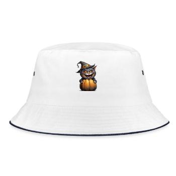 Halloween Cat - Bucket Hat - white/navy - Front