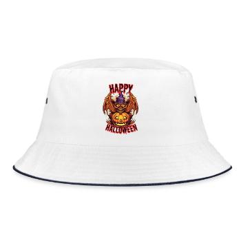 Spooky Halloween Pumpkin with Demon Flame - Bucket Hat - white/navy - Front