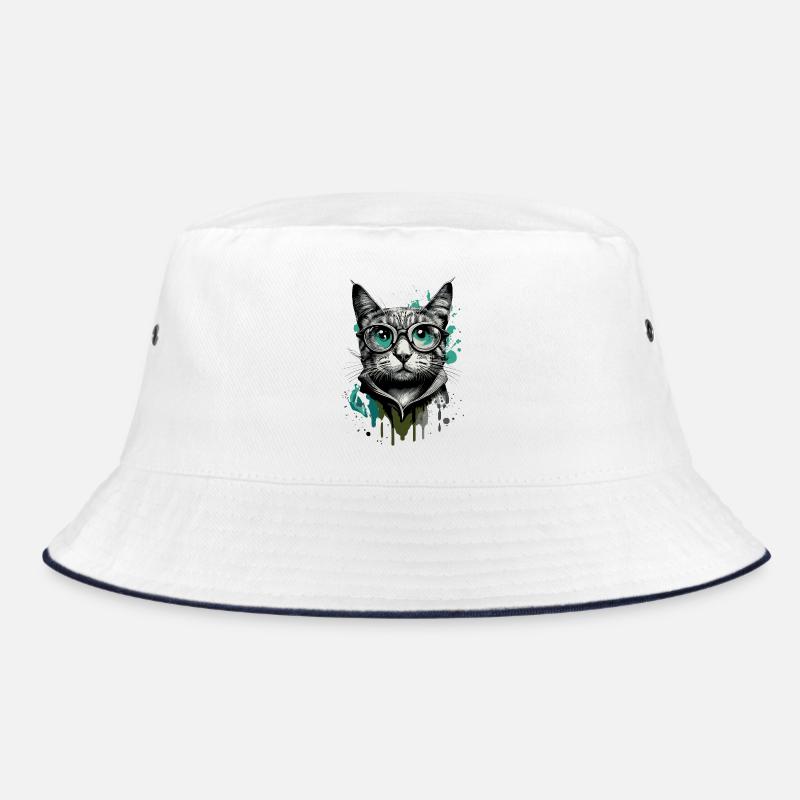 Katze mit Brille - Nerd Katze - Katzengesicht Bucket Hat
