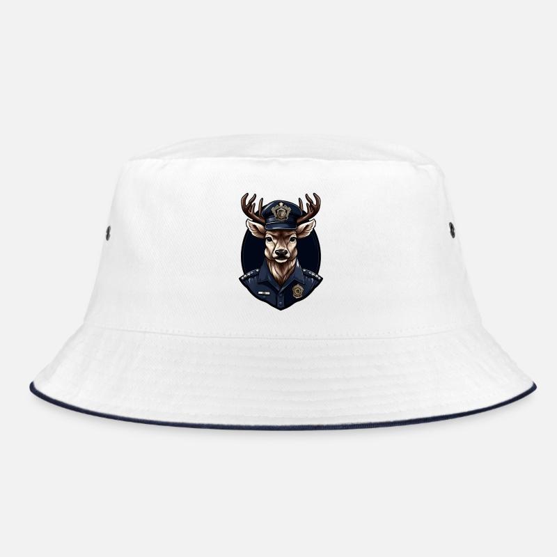Hirsch Polizei - Bucket Hat - Weiß/Navy