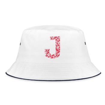 Letter J - bisous shirt - Bucket Hat - white/navy - Front