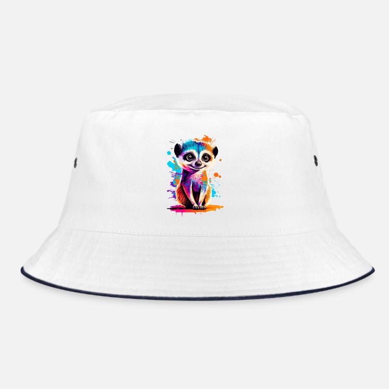 Erdmännchen Farbenfroh - Meerkat aus der Wüste - Bucket Hat - Weiß/Navy