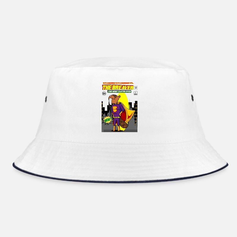 The Breaver Funny Beaver Animal Superhero Comics Bucket Hat
