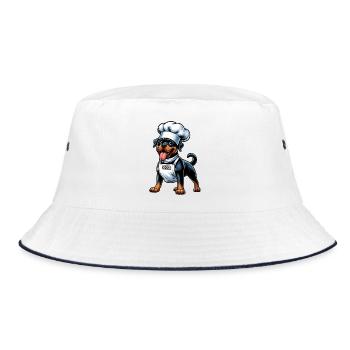 Rottweiler dog chef design - Bucket Hat - white/navy - Front