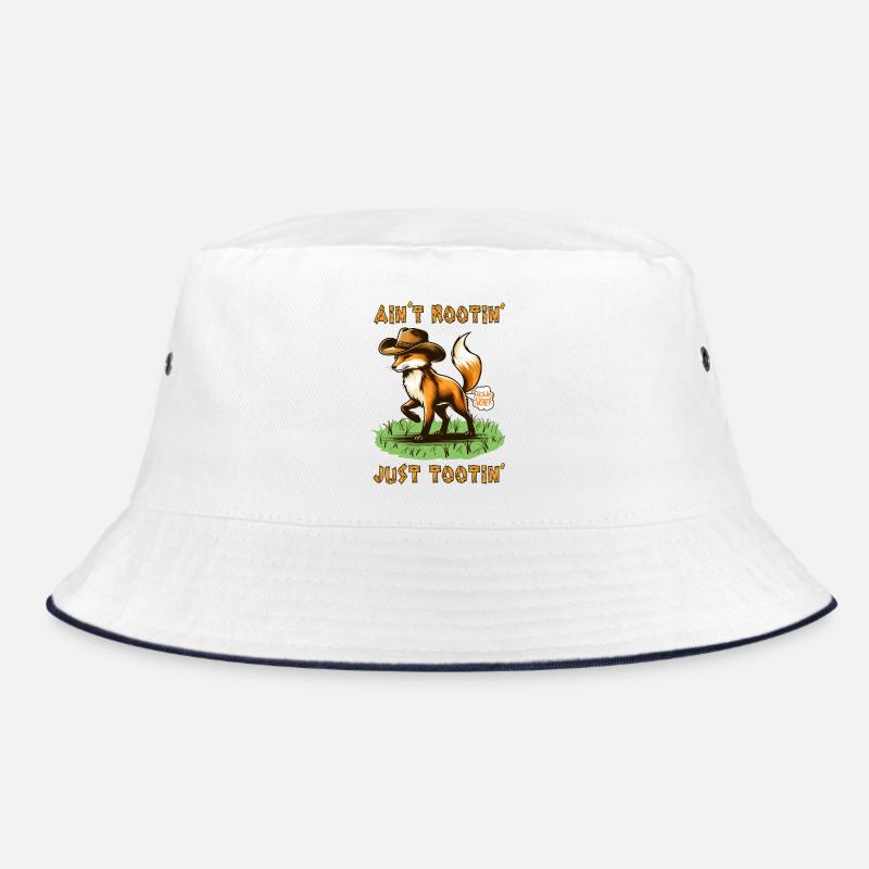 Fox Ain't Rootin' Just Tootin' Funny Animals - Bucket Hat - white/navy