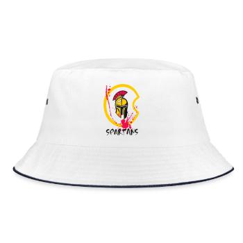 Helm Sparta mit Schild und Blut 2 - Bucket Hat - Weiß/Navy - Vorne