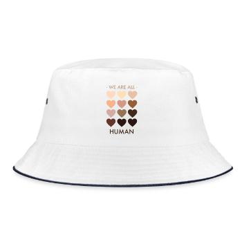 We are all human - Bucket Hat - Weiß/Navy - Vorne