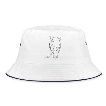 Pferd Silhouette - Bucket Hat - Weiß/Navy - Vorne