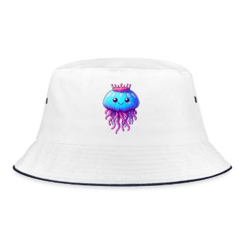 Eine Qualle mit Krone - Bucket Hat - Weiß/Navy - Vorne