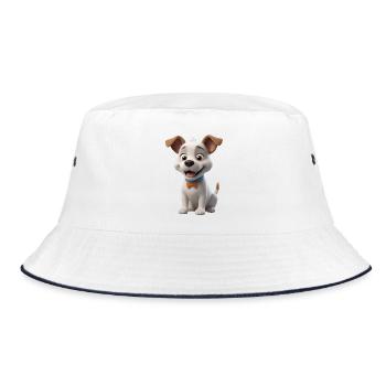 Cher chiot avec nœud papillon - Bob - blanc/marine - Devant