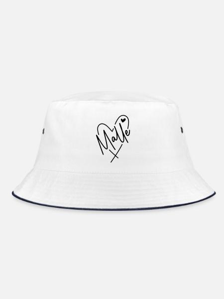 Malle Herz - Bucket Hat - Weiß/Navy - Vorne