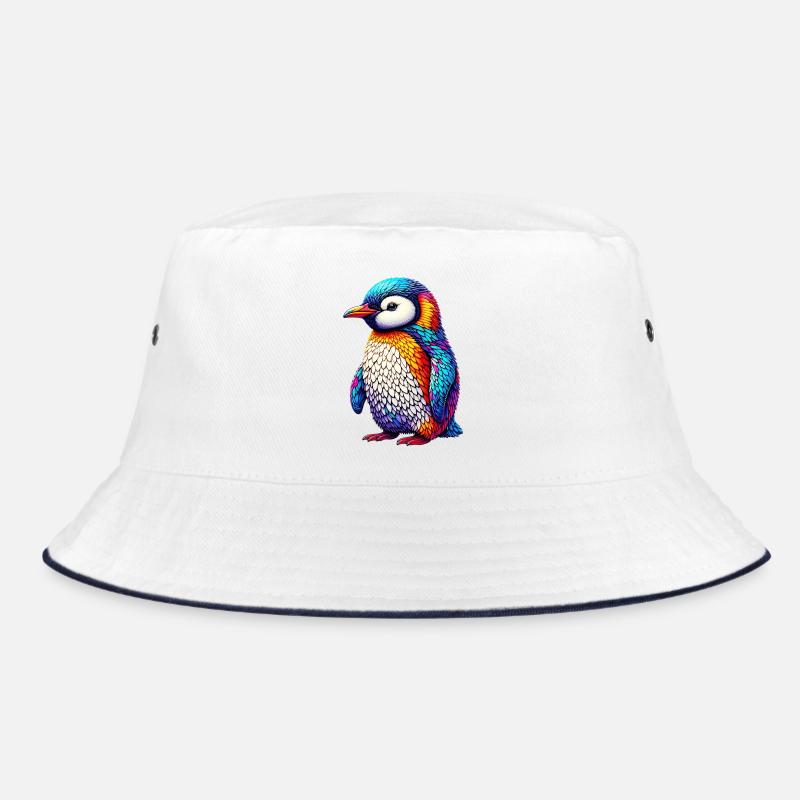 Pinguin - Bucket Hat - Weiß/Navy