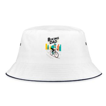 Biking Dad Illustration for Active Dads - Bucket Hat - white/navy - Front