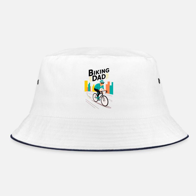 Biking Dad Illustration for Active Dads Bucket Hat