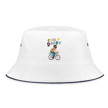 Lebendiges cooles Daddy-Radfahrer-Design - Bucket Hat - Weiß/Navy - Vorne