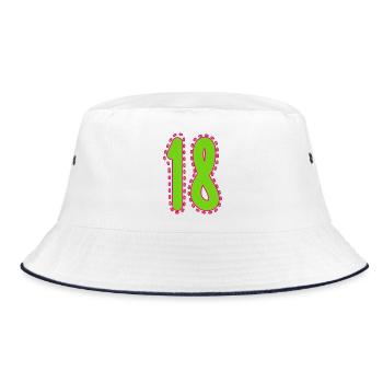 18. 18 YEARS OLD. 18th ANNIVERSARY. 18 BIRTHDAY. - Bucket Hat - white/navy - Front