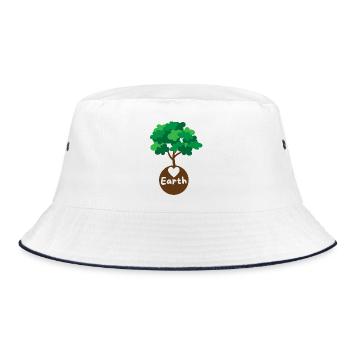 Tree on planet earth with a heart - Bucket Hat - white/navy - Front