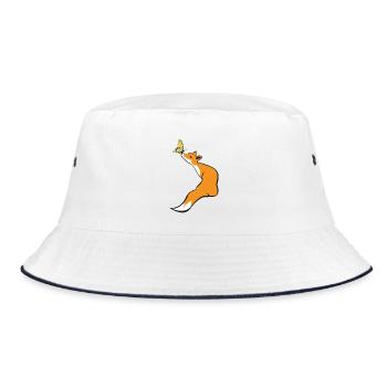 Verspieltes Füchchen mit Schmetterling - Bucket Hat - Weiß/Navy - Vorne