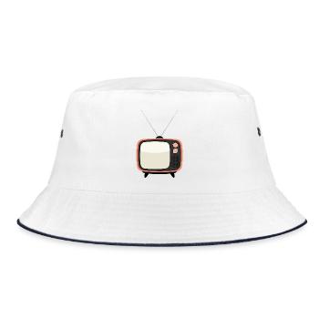 Retro TV Vintage Fernseher - Bucket Hat - Weiß/Navy - Vorne
