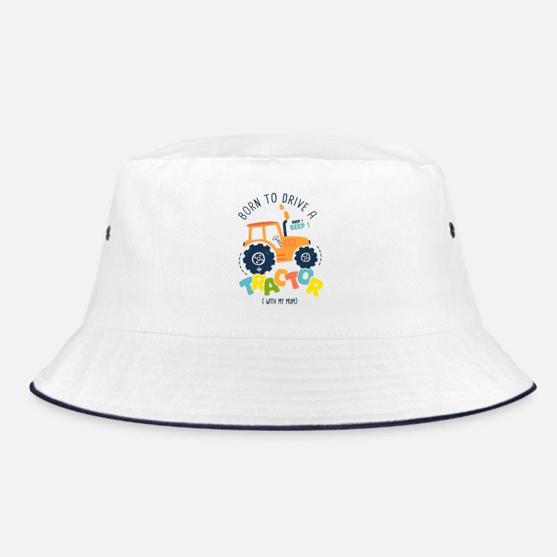 Geboren, um einen Traktor mit Muttergeburt zu fahren - Bucket Hat - Weiß/Navy