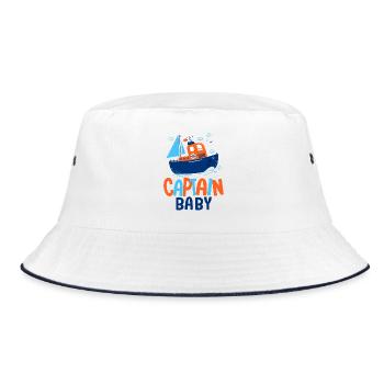 Baby Captain baby birth baby boat - Bucket Hat - white/navy - Front
