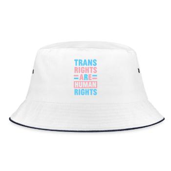 LGBTQ Pride Month - Trans Rights Are Human Rights - Bucket Hat - white/navy - Front