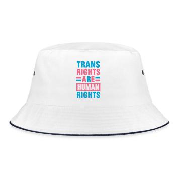 LGBTQ Pride Month - Trans Rights Are Human Rights - Bucket Hat - white/navy - Front