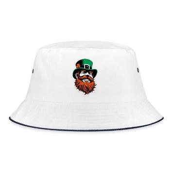 Leprechaun Irland - Bucket Hat - Weiß/Navy - Vorne