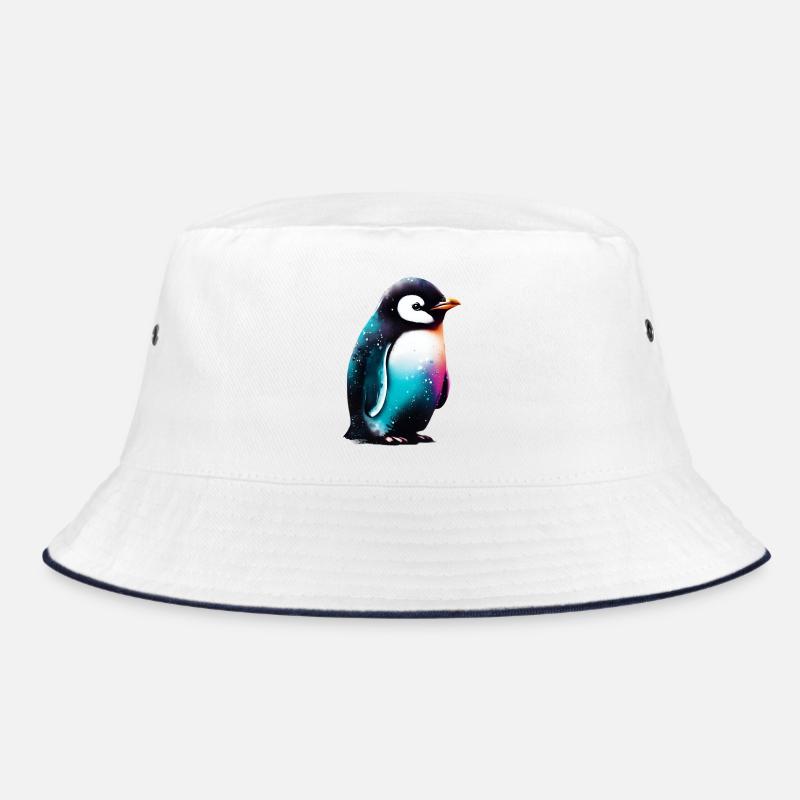 Pinguin - Bucket Hat - Weiß/Navy