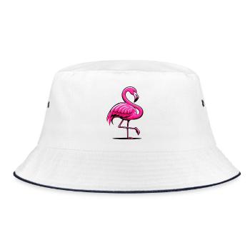 Flamingo - Bucket Hat - Weiß/Navy - Vorne