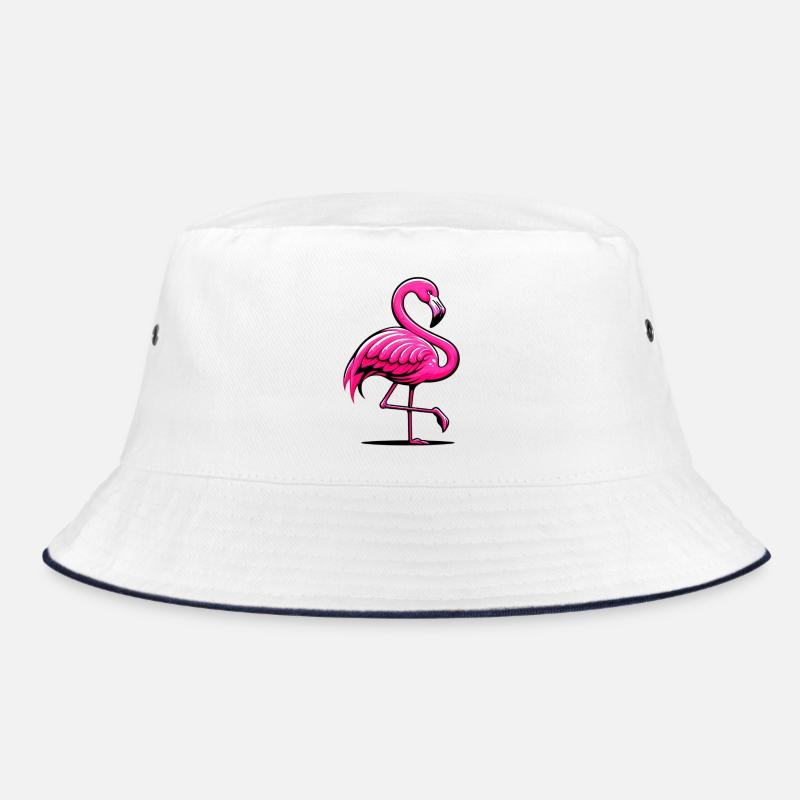 Flamingo - Bucket Hat - Weiß/Navy