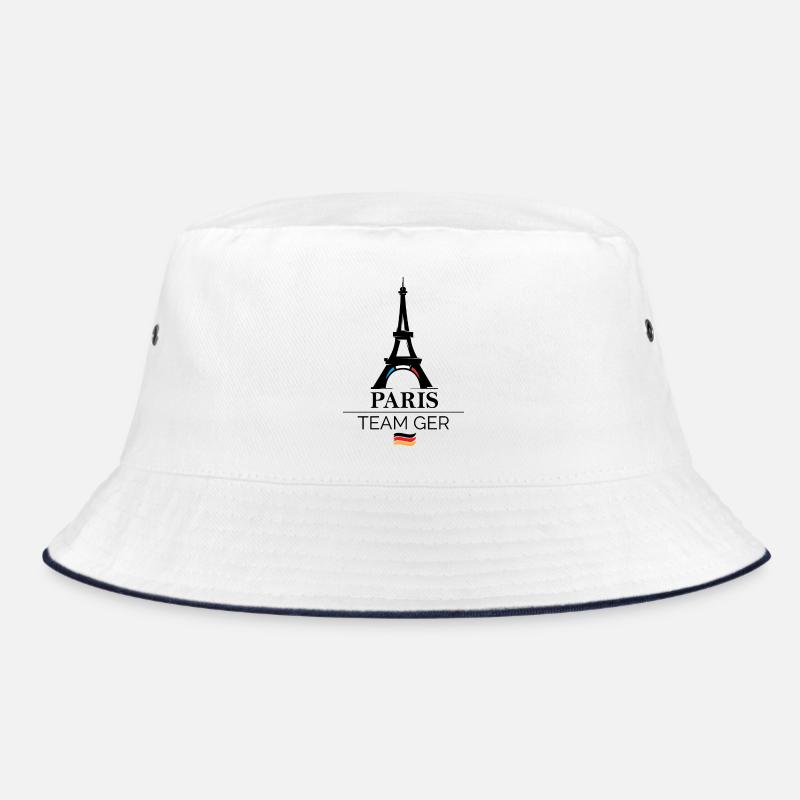 paris team germany Sport Athlet Spiele Eiffelturm - Bucket Hat - Weiß/Navy