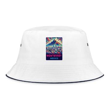 Monterrey Mexiko Design - Bucket Hat - Weiß/Navy - Vorne