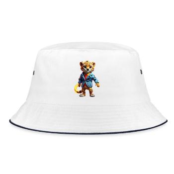 Cheetah Stilvolles Metropolitan Kindergeschenk - Bucket Hat - Weiß/Navy - Vorne