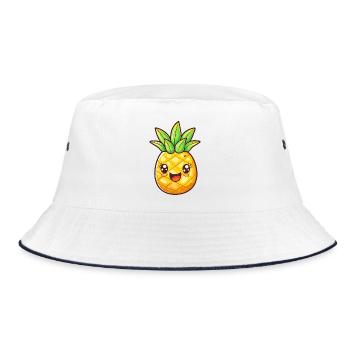 Ananas mit Gesicht - Bucket Hat - Weiß/Navy - Vorne
