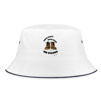 Rough leather boots Vintage Look boots for walking - Bucket Hat - white/navy - Front
