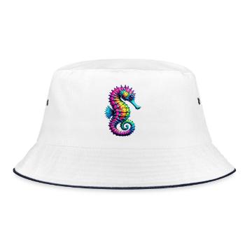 Seepferdchen - Bucket Hat - Weiß/Navy - Vorne