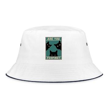 black fat cat fat are you pooping - Bucket Hat - white/navy - Front