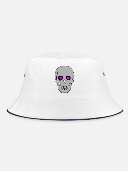 skull in love 02 - Bucket Hat - white/navy - Front