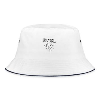 Links rein rechts raus - Bucket Hat - Weiß/Navy - Vorne